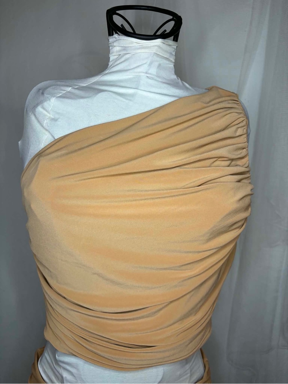 Express One-Shoulder Ruched Bodycon TOP -Tan